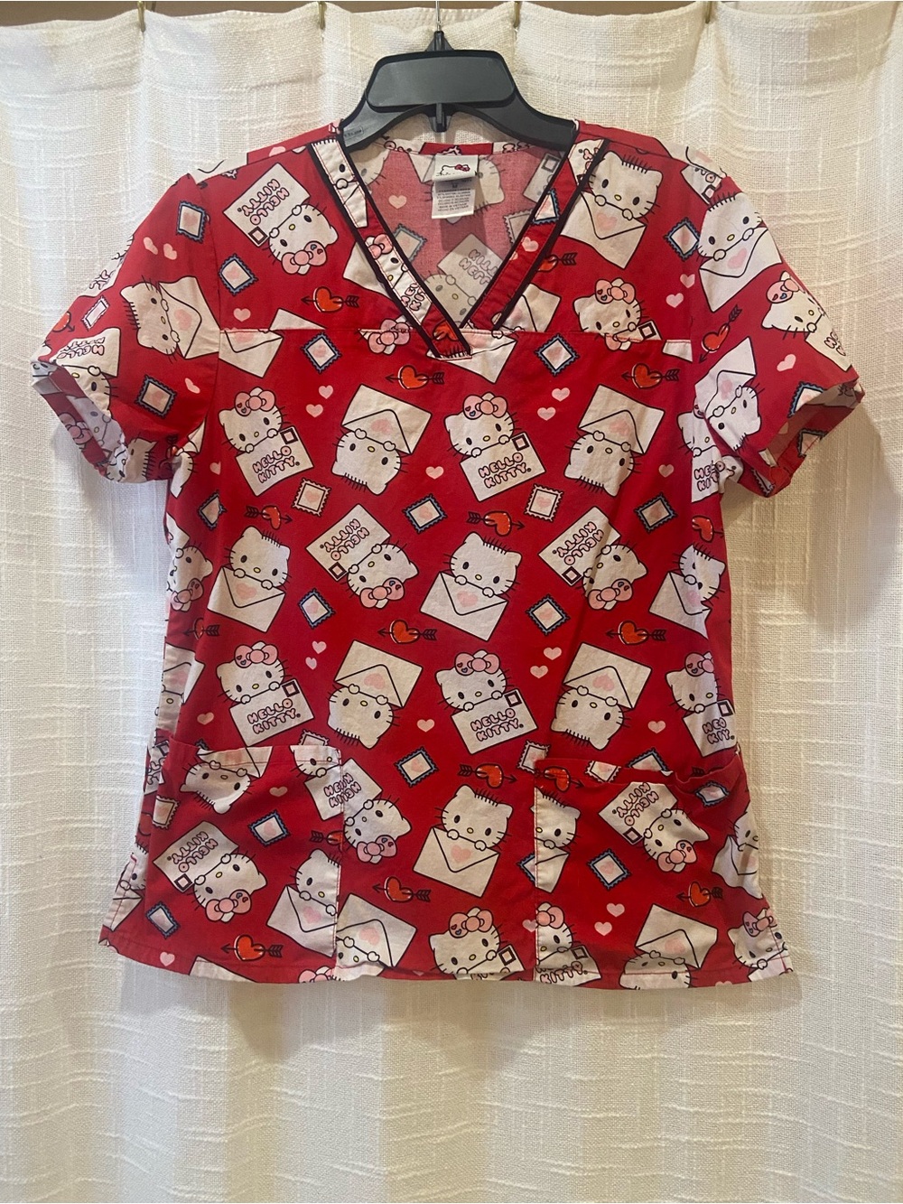 Hello Kitty Red V-Neck Scrub Top